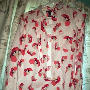 Flower pattern button down shirt